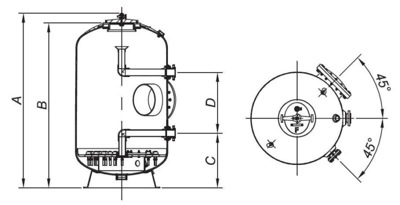 filtru bobinat fiberpool italy d1400 conexiune 110mm 1